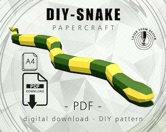 Low Poly Snake Papercraft Sculpture: DIY 3D Model (PDF)