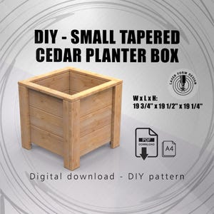 DIY Cedar Planter Box Plans: Small Tapered Flower Box (Digital Download)