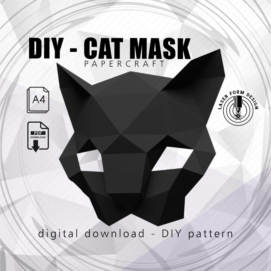 3D Papercraft Cat Mask: DIY Low Poly Costume (PDF Pattern) - Etsy