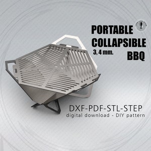 Brasero plegable para barbacoa: archivos DXF para láser, plasma, parrilla plegable, portátil, corte láser CNC, brasero de metal para bricolaje, para acampar, triangular