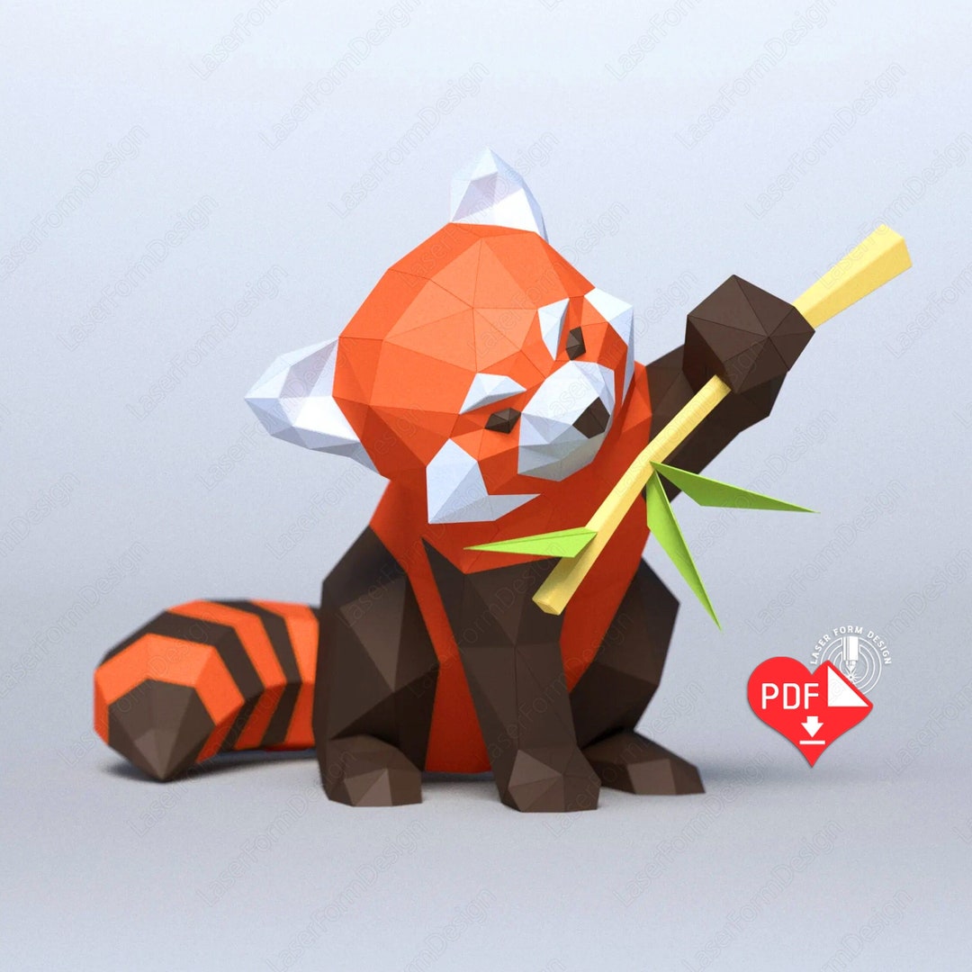 DIY 3D Papercraft Red Panda, Origami Red Panda, Red Panda Templates ...