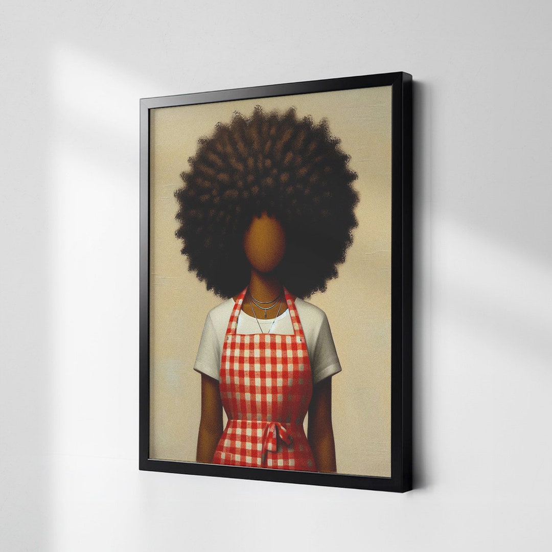 African American Kitchen Wall Decor, Black Mom Chef Art, Canvas Print