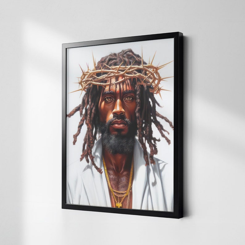Black Jesus Watching, Deadlock Painting, African-american Loc Christian ...