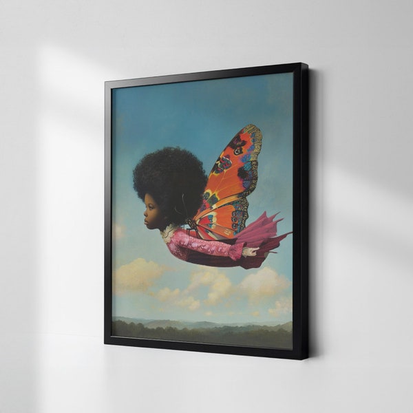 Beautiful African American Art, Vintage Style Black Girl Nature Canvas Print, Decor For Living Room, Bedroom