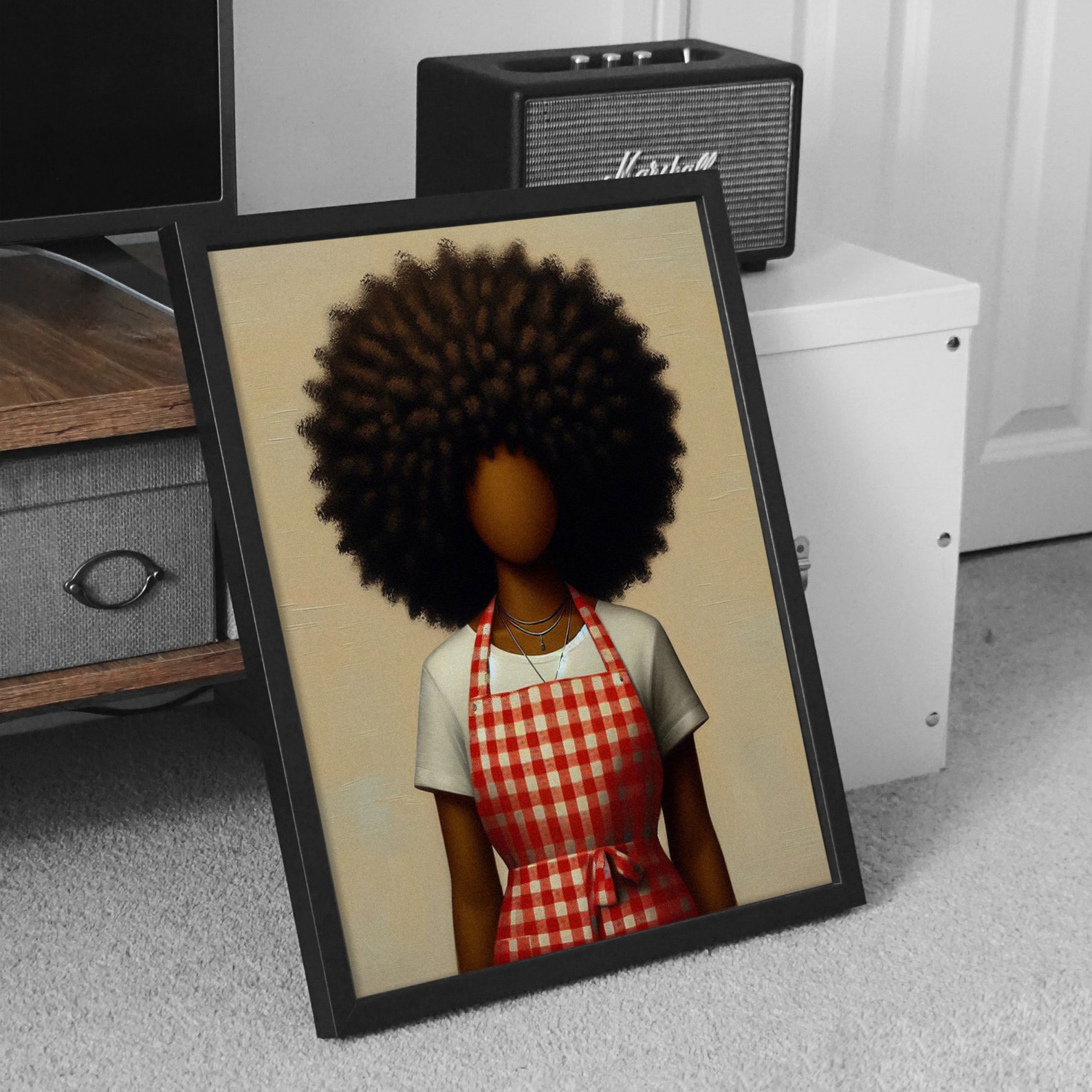 African American Kitchen Wall Decor, Black Female Chef Art, Canvas