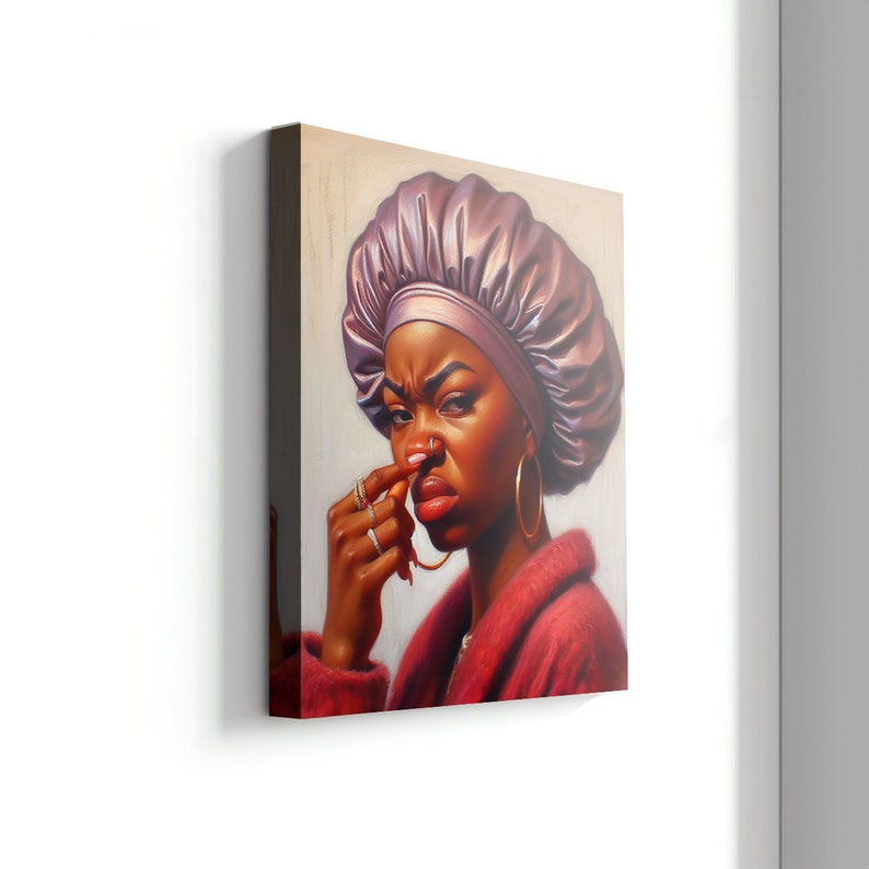 African-american Bathroom Art Print, Ebony Female Wall Canvas Painting ...