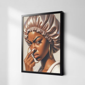 Black Bathroom Art, African American Wall Decor, Melanin Canvas Print, Afro Females Painting, Black Owned Shop