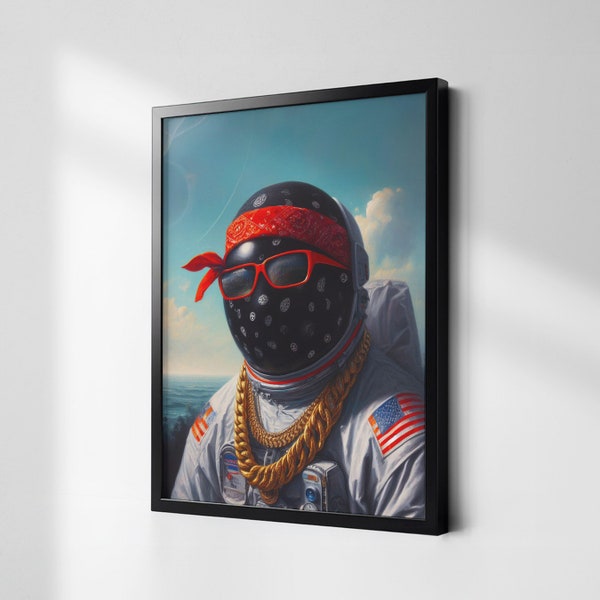 Dope Black Art, Ghetto Astronaut Wall Poster, Male Street Canvas Print Decor, African American Owned Shop Painting, Dad Or Boyfriend Gift