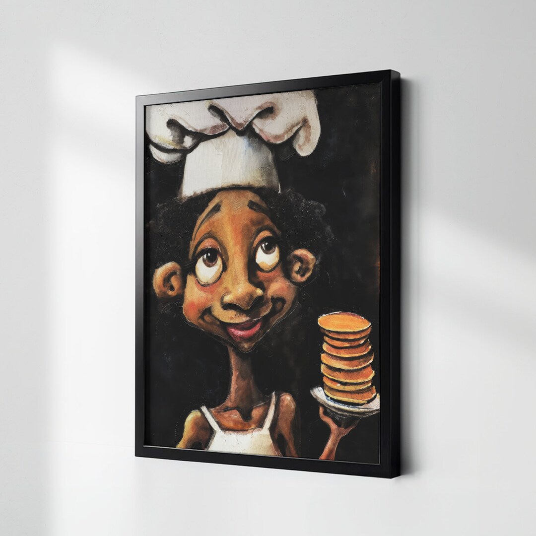 Black Kitchen Wall Art Print, African American Chef Decor, Poster ...