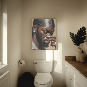 Funny African-american Bathroom Art Set. 2 Print, Ebony Couple Wall Canvas Painting for Bathroom ...