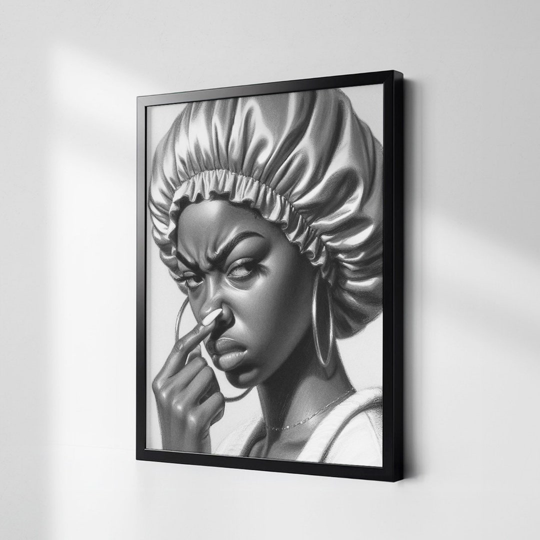 Funny Black Female Bathroom Art, Toilet Wall Decor, African American ...