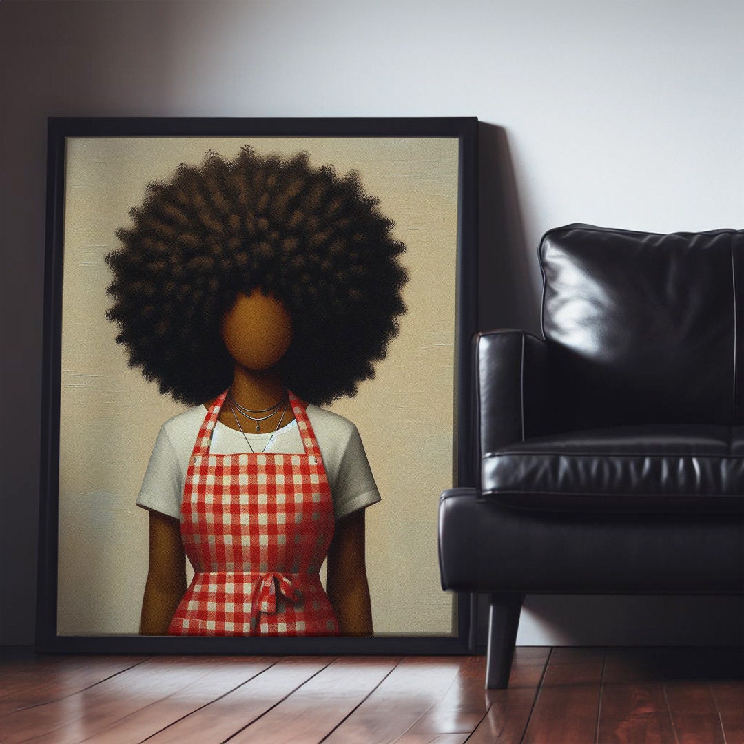 African American Kitchen Wall Decor, Black Female Chef Art, Canvas