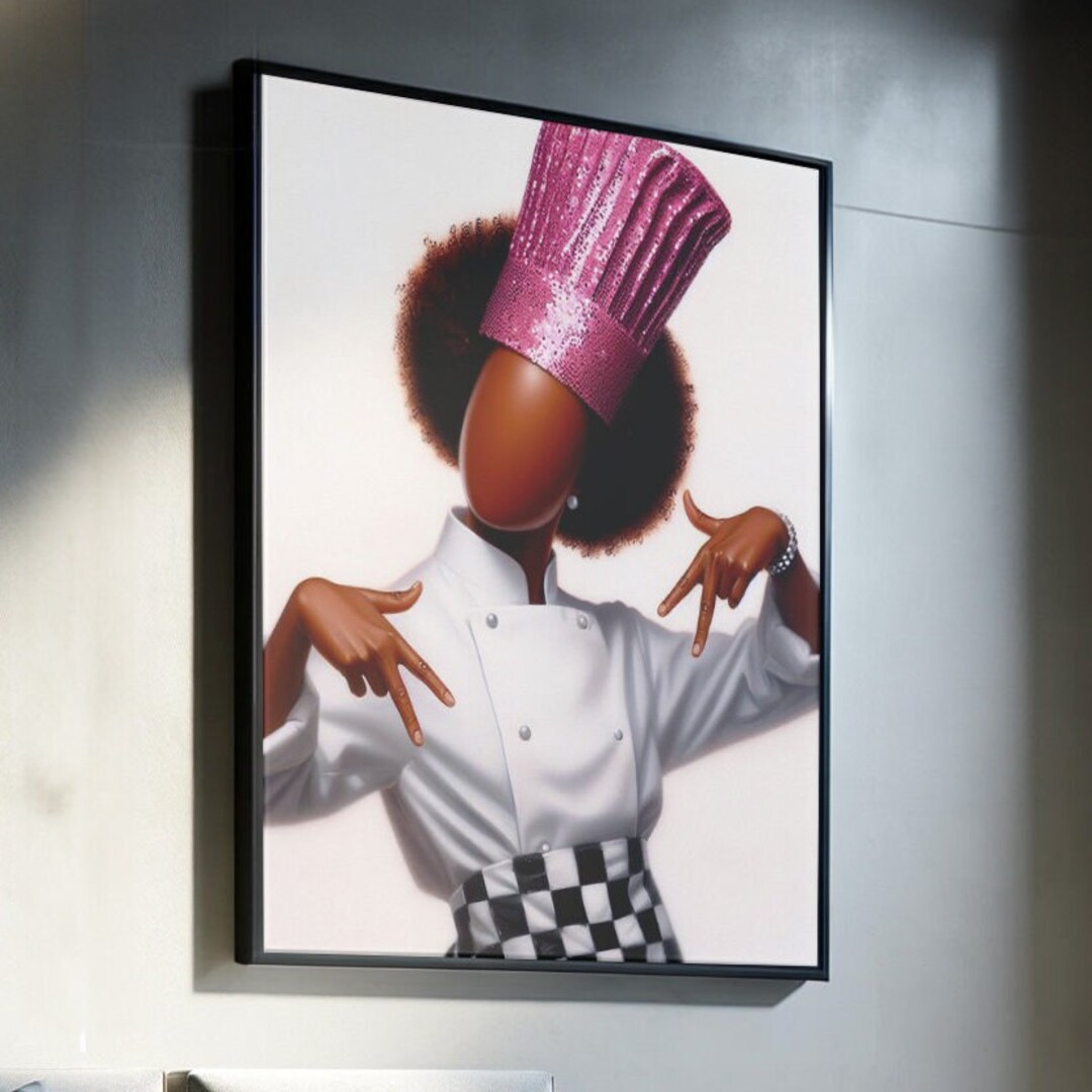 Black Kitchen Wall Art Print, African American Chef Decor, Dope Female