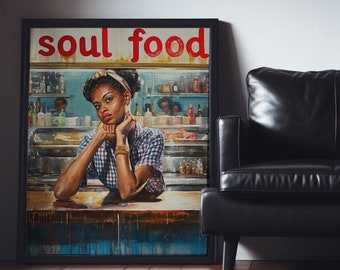 African American Kitchen Wall Art Print, Black Female Chef Art, Vintage ...