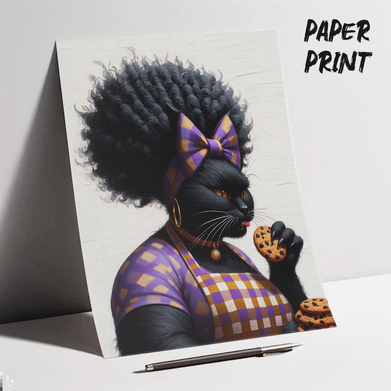 Black Kitchen Wall Art Print, African American Decor, Canvas Poster