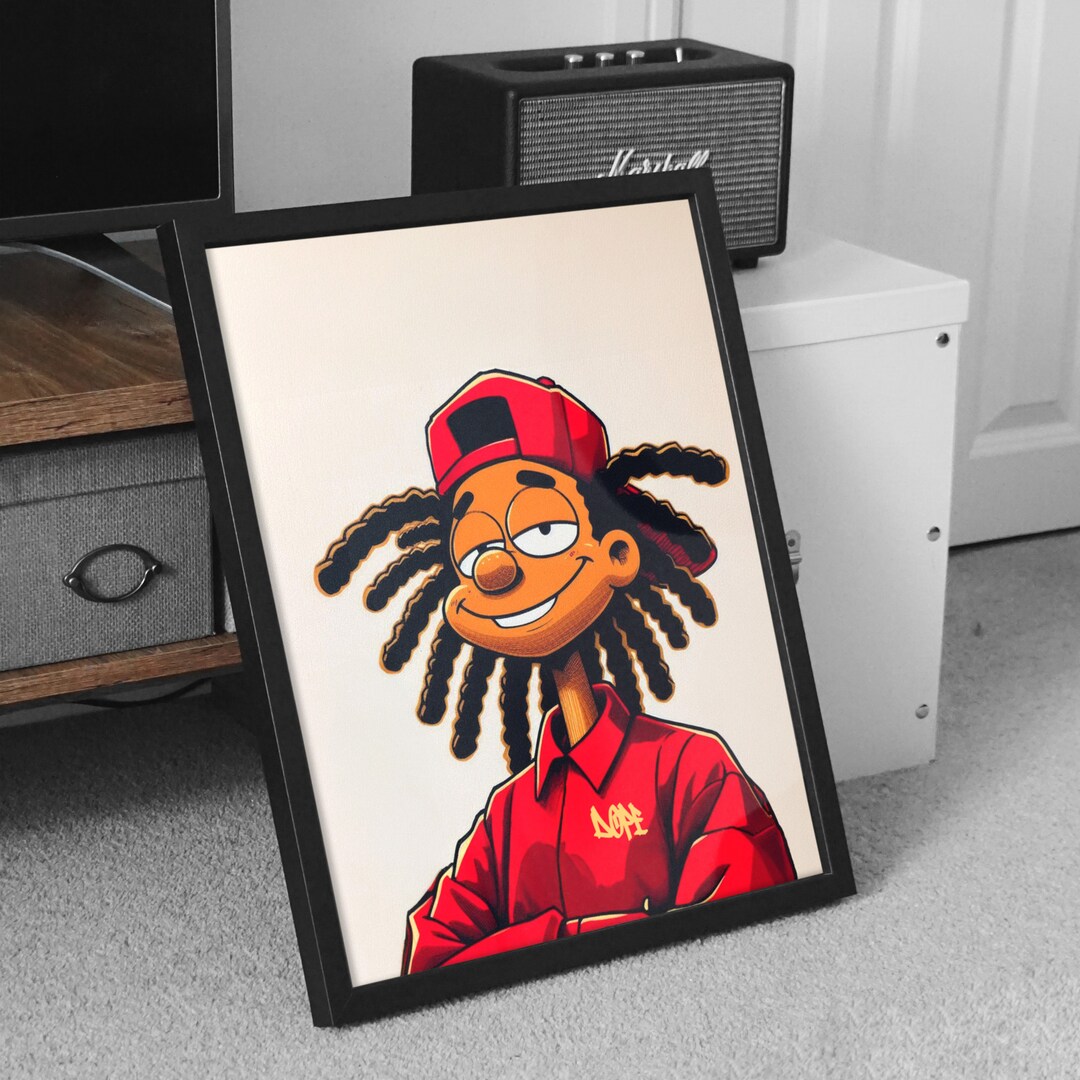 Black Boy Wall Art, Urban Cartoon Print, Hype Beast Poster Canvas Decor