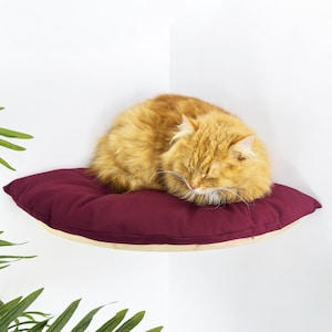 Pine Wood Cat Wall Bed: Corner Cat Shelf with Pillow