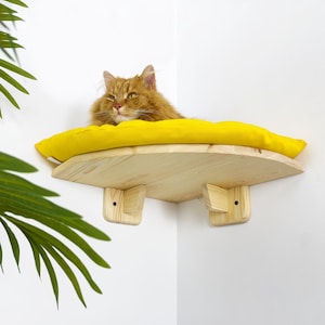 Pine Wood Cat Wall Bed Corner Shelf: Modern Climbing Wall Furniture