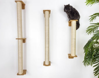 Scratching Posts Cat Wall Furniture Wooden Wall Scratcher Brown Color Tree Furniture Gifts For Cat Lovers Climb Pole Pet Supplies Cat Tree