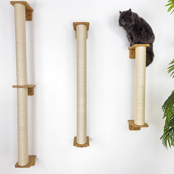 Scratching Posts Cat Wall Furniture Wooden Wall Scratcher Brown Color Tree Furniture Gifts For Cat Lovers Climb Pole Pet Supplies Cat Tree