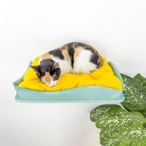 Modern Pine Wood Cat Wall Bed: Elevated Perch with Sisal Scratching Post