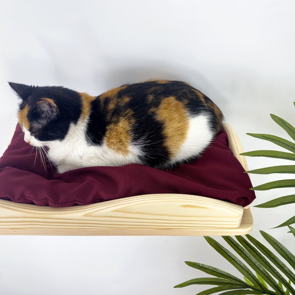 Cat Wall Bed Unique Furniture For Pets Cat Perch Wooden Floating Bed For Cats Gifts For Cats Lover Cat Tree Wall Mounted Cat Bed With Pillow