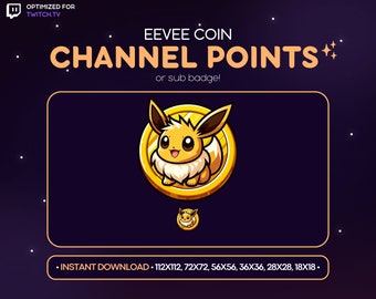 Eevee Coin Twitch Channel Point Icon, Sub Badge, Emote - Eevee Discord Emote, Streaming Assets, Gaming, Emoji, Sticker, Loyalty Badge Eevee