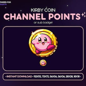 Kirby Coin Twitch Channel Point Icon, Sub Badge, Emote - Kirby Discord Emote, Gaming, Emoji, Sticker, Loyalität, Smash Bros