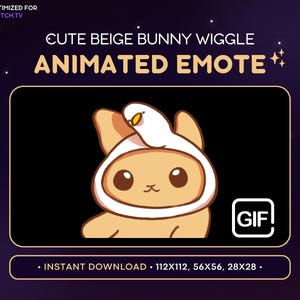 ANIMATED Beige Bunny Wiggle Emote - Cute Animated Bunny Discord Emote, Streaming Assets, Gaming, Emoji, Sticker, GIF, Funny, Duck Hat, Meme