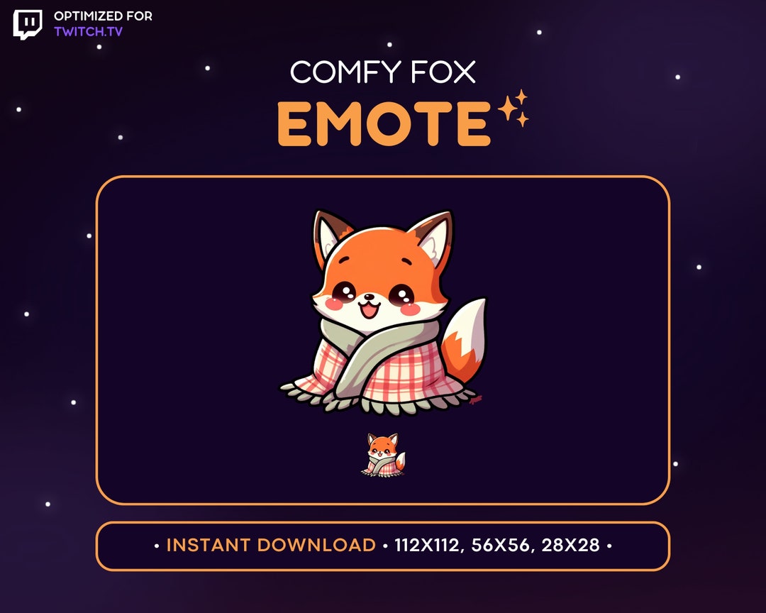 Cute Fox Twitch Emote Blanket - Comfy Fox Emote, Fox Discord Emote ...