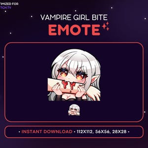 Vampire Girl Twitch Emote - Biting Arm, Evil Vampire Girl, Kawaii Anime, Gamer Girl , Streaming, Gaming, Discord Emote, Funny, Blood