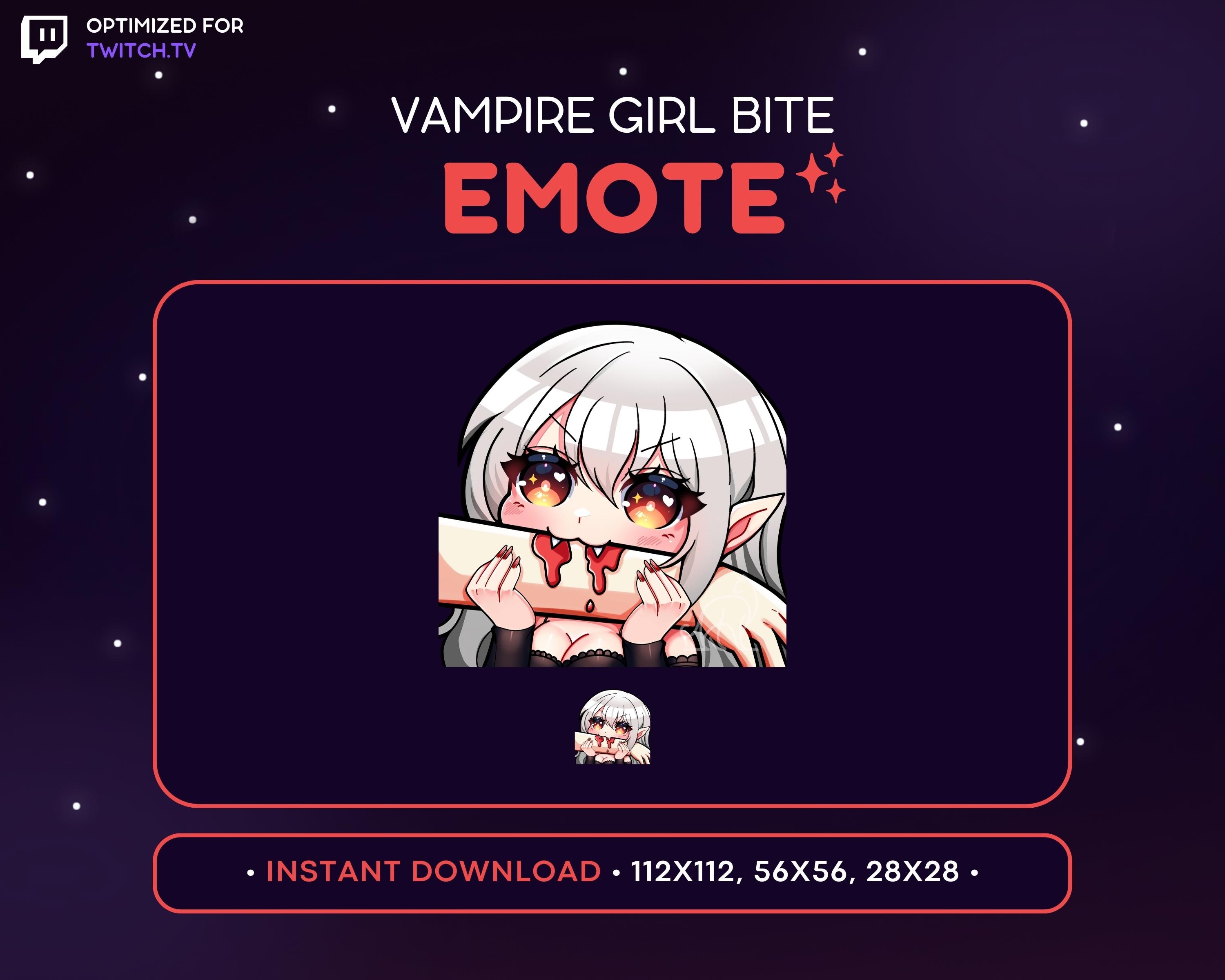Vampire Girl Twitch Emote - Biting Arm, Evil Vampire Girl, Kawaii Anime ...