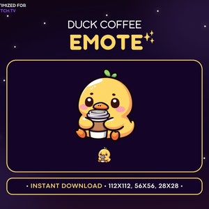 かわいいアヒルのTwitch絵文字 - コーヒーアヒルの絵文字、アヒルのDiscord絵文字、ゲーム、ストリーミング、絵文字、かわいい、愛らしい、飲み物、お茶、ホットチョコレート