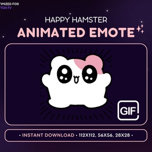 Happy Pink Hamster Animated Emote - Animated Twitch Emote, Streaming Assets, Streamers, Ready to Download, GIF, Hamster Meme Emote, Excited