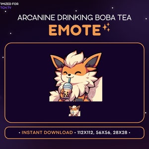 Süßes Arcanine Twitch Emote - Boba Tea Arcanine Pokemon Emote, Gaming, Gaming, Gaming, Gaming, Discord Emote, Bubble Tea, Getränk, Schluck