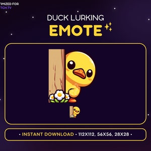 Cute Duck Twitch Emote - Lurking Duck Emote, Duck Discord Emote, Gaming, Streaming Assets, Emoji, Peak, Hide, Sneak, Lurk Behind the Corner