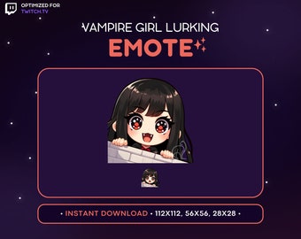 Emote de Twitch de Chica Vampiro Acechante, Malvado, Gótico, Escondite, Asomándose, Emoji de Discord