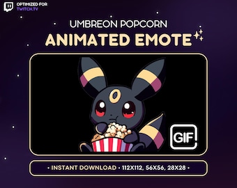 Animiertes Nachtara-Twitch-Emote – Popcorn-Nachtara-Pokémon-Emote, Gaming, Streaming-Assets, Discord-Emote, Filmabend, Drama, Evoli-Entwicklung