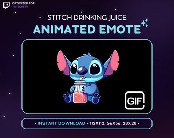 &quot;Stich Juice animiertes Twitch Emote - &quot;Stich Discord Emote, &quot;&quot;Stitch Juice&quot;&quot;,&quot;