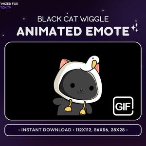 アニメーション化された黒猫の揺れる絵文字 - かわいいアニメーション化された猫の Discord 絵文字、ストリーミング アセット、ゲーム、絵文字、ステッカー、GIF、面白い、アヒルの帽子、ミーム