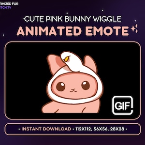 ANIMATED Pink Bunny Wiggle Emote - Cute Animated Bunny Discord Emote, Streaming Assets, Gaming, Emoji, Sticker, GIF, Funny, Duck Hat, Meme