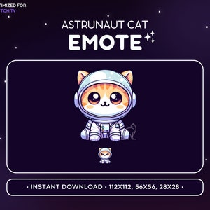 Emote de gato adorable para Twitch: Emote de gato astronauta, Emote de gato para Discord, Juegos, Streaming, Emoji, Kawaii adorable, Gatito, Espacio, Galaxia, Exploración