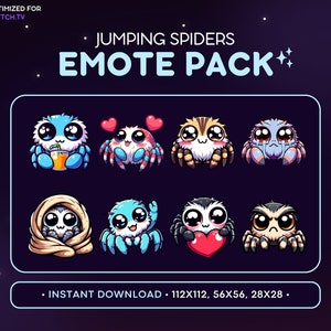Jumping Spider Twitch Emote Pack 8x - Spider Discord Emoji, Sticker ...