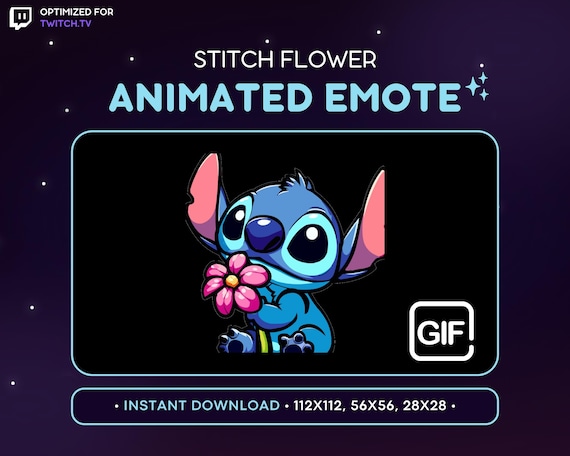スティッチフラワーアニメーションTwitch絵文字 - スティッチDiscord