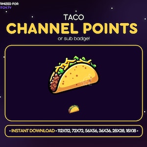 Tacos Twitch Channel Point Icon, Sub Badge, Emote - Tacos Discord Emote, Streaming Assets, Gaming, Emoji, Sticker, Loyalty, Food