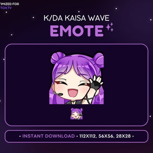K/DA Kaisa Twitch Emote - Waving Kai&#39;Sa League of Legends, Kaisa Discord Emote, Streaming Asset, Gamer Girl, Sticker, Emoji, Streamer