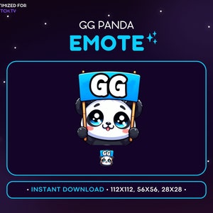 Bonito gesto de Twitch de panda: Gesto de panda con signo GG, Gesto de discordia de panda, Juegos, Streaming, Emoji, Adorable kawaii, Buen juego, Fácil, Animar