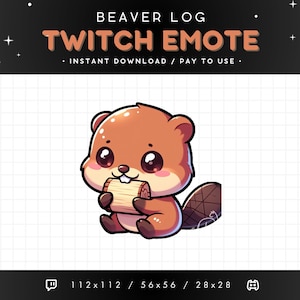 Cute Beaver Twitch Emote - Log Beaver Emote, Beaver Discord Emote, Gaming, Streaming, Emoji, Kawaii Adorable, Bobr, Bober, Animal, Forest