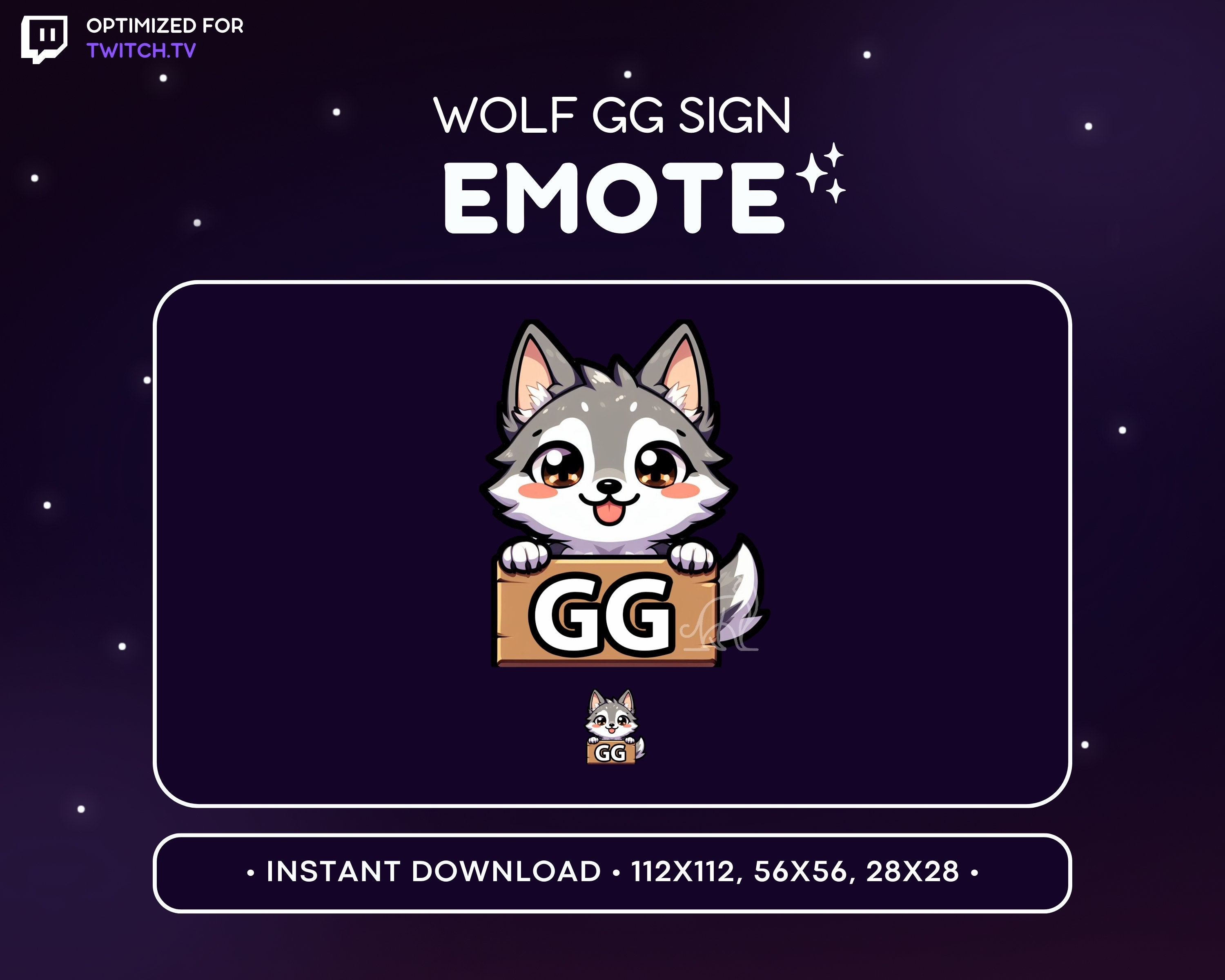 Cute Wolf Twitch Emote GG Sign - Good Game Wolf Emote, Wolf Discord ...