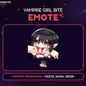 Vampire Girl Twitch Emote - Biting Arm, Evil Vampire Girl, Kawaii Anime, Gamer Girl , Streaming, Gaming, Discord Emote, Funny, Blood
